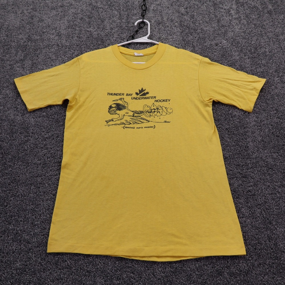 Stanfields T Shirt Mens Large Yellow Thunder Bay Underwater Hockey Graphic Tee